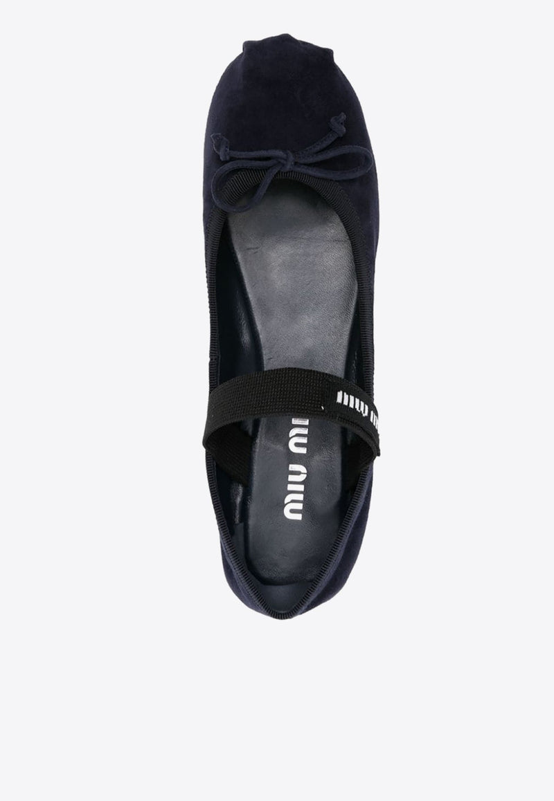 Suede Logo Ballet Flats