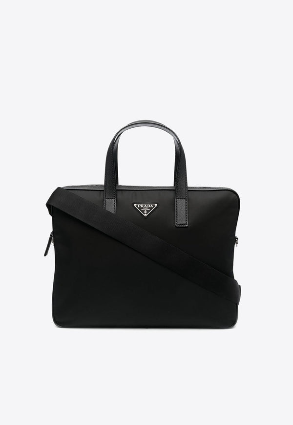 Triangle Logo Leather Briefcase