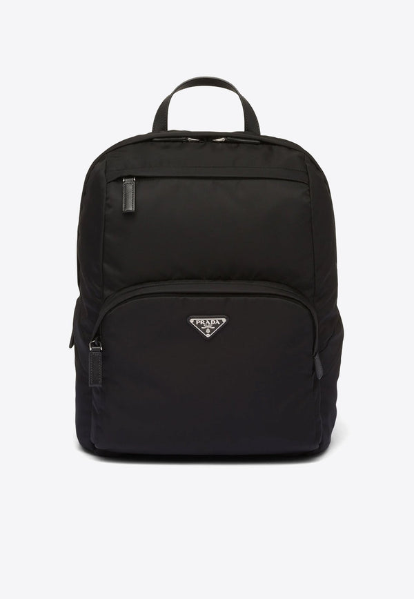 Triangle Logo Leather Backpack