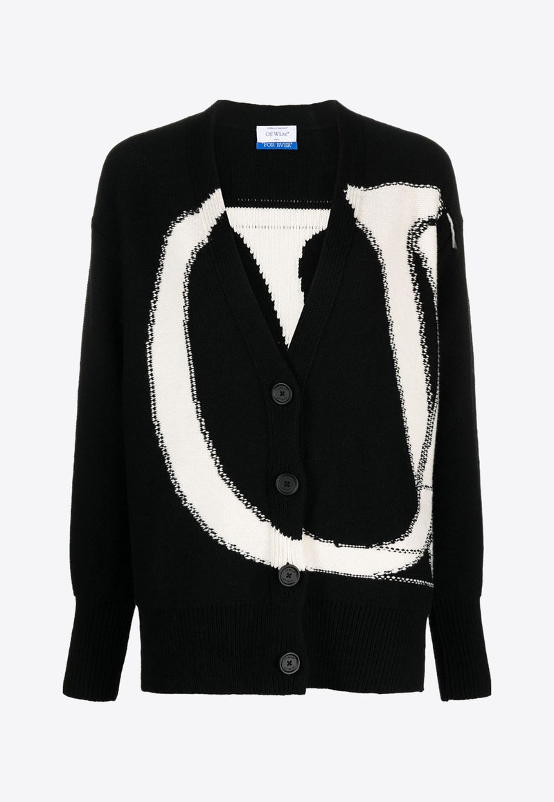 Logo-Intarsia Wool Cardigan