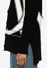 Logo-Intarsia Wool Cardigan