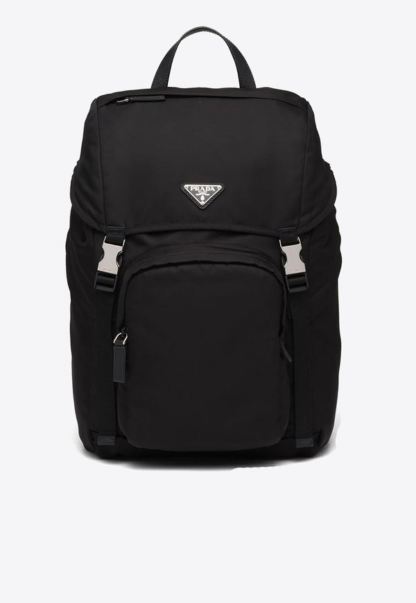 Logo Plaque Leather Backpack