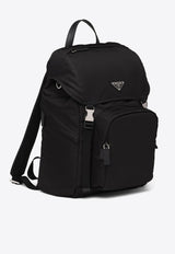 Logo Plaque Leather Backpack