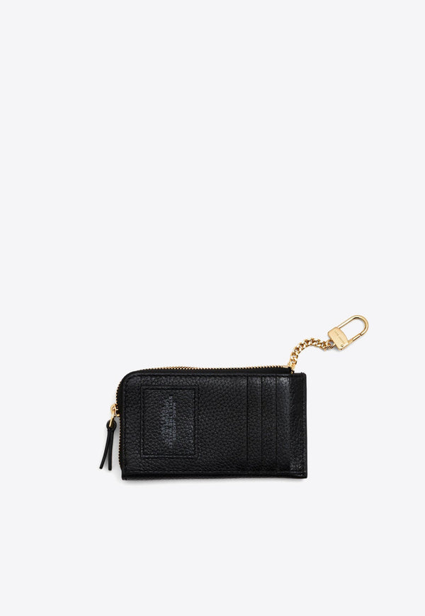 Grained Leather Top Zip Wallet