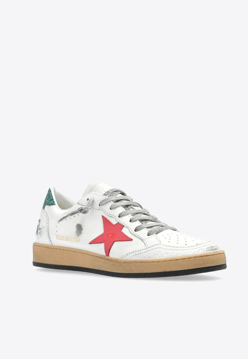 Ball Star Distressed Leather Sneakers