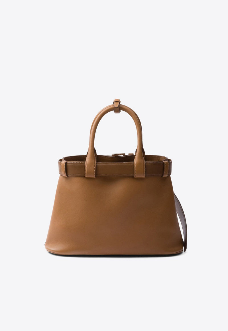 Medium Logo Leather Top Handle Bag