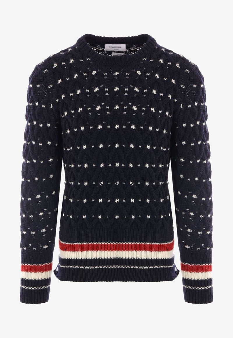 Donegal Cable-Knit Crewneck Sweater