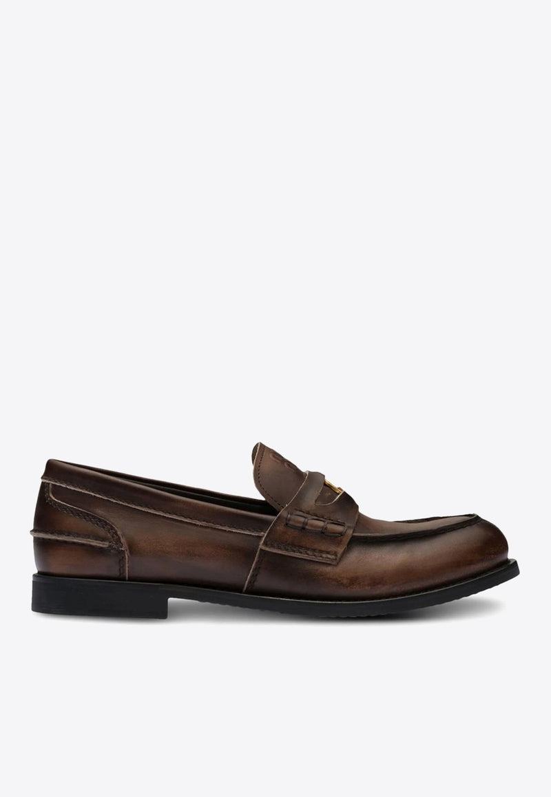 Logo Embossed Calf Leather Loafers