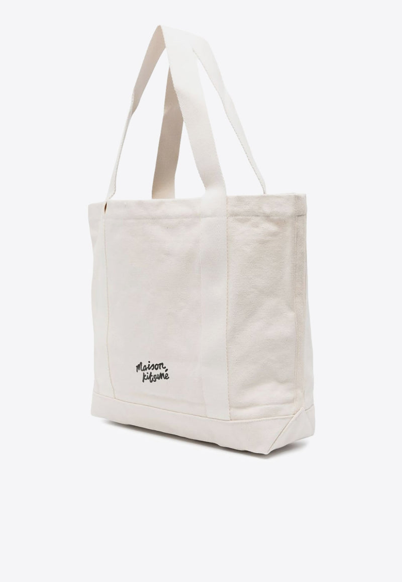 Fox Logo Print Canvas Tote Bag