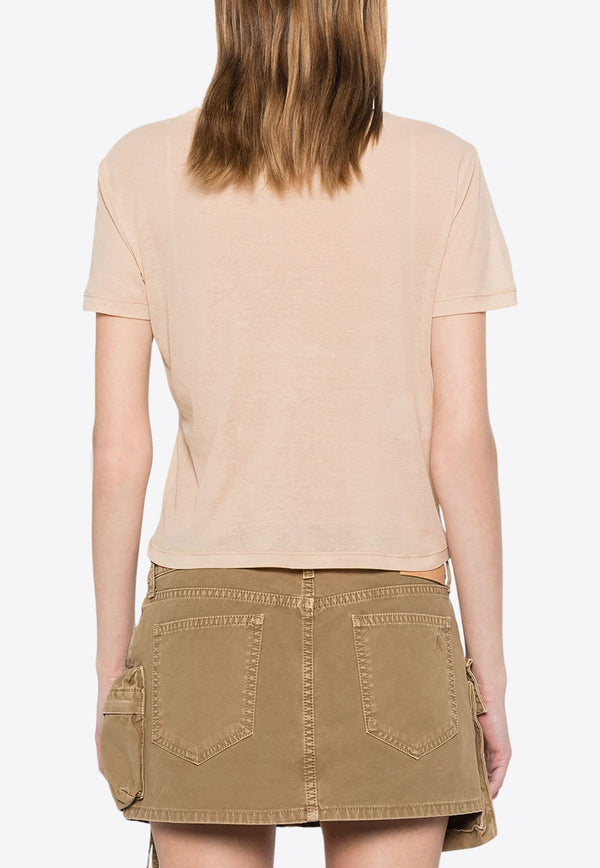 Logo Patch Sheer Cropped T-shirt