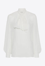 Polidori Tied-Neck Sheer Blouse