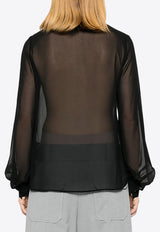 Polidori Tied-Neck Sheer Blouse