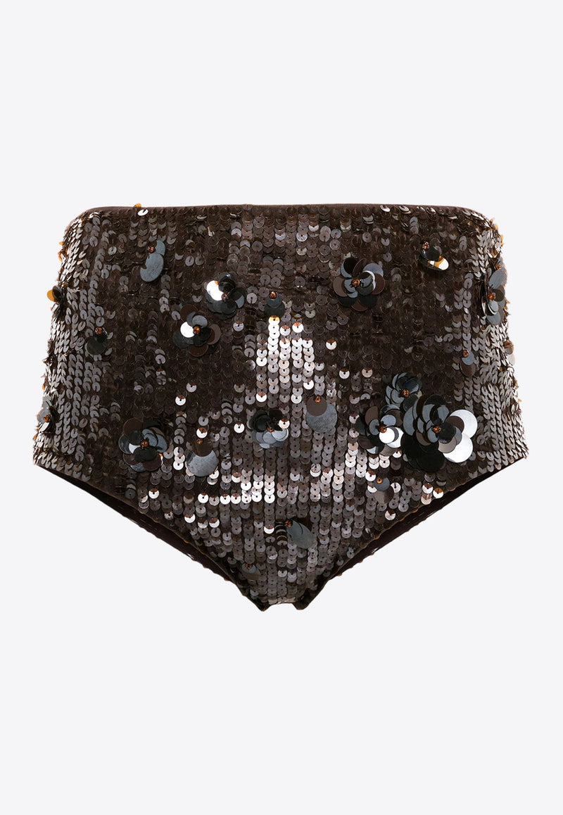 Glow Sequined High-Cut Mini Shorts