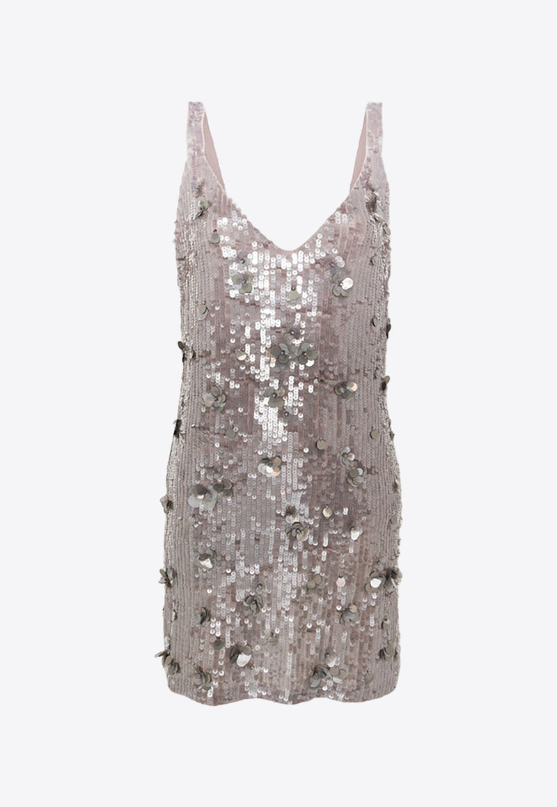 Glow Sequined V-neck Mini Dress