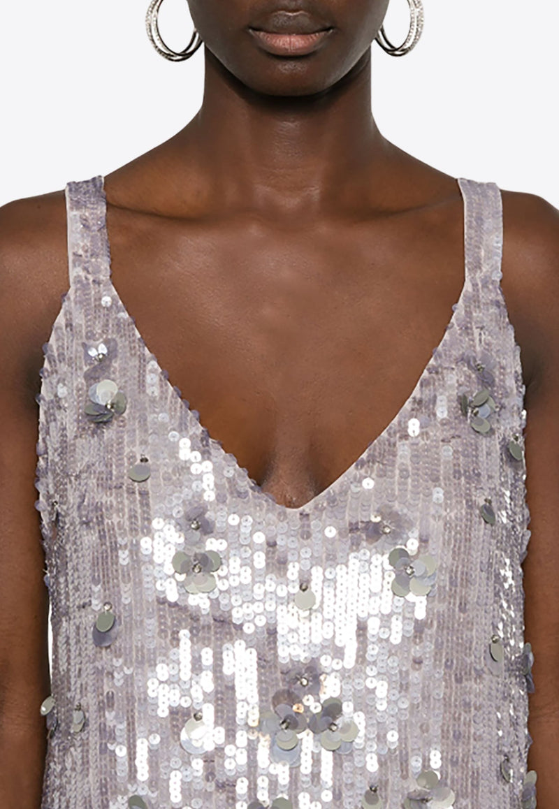 Glow Sequined V-neck Mini Dress