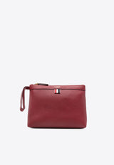 Pebbled-Texture Leather Pouch Bag