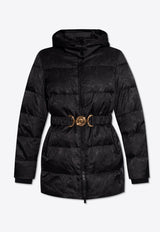 Barocco Print Belted Puffer Jacket