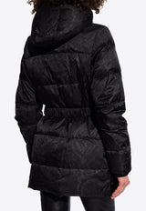 Barocco Print Belted Puffer Jacket