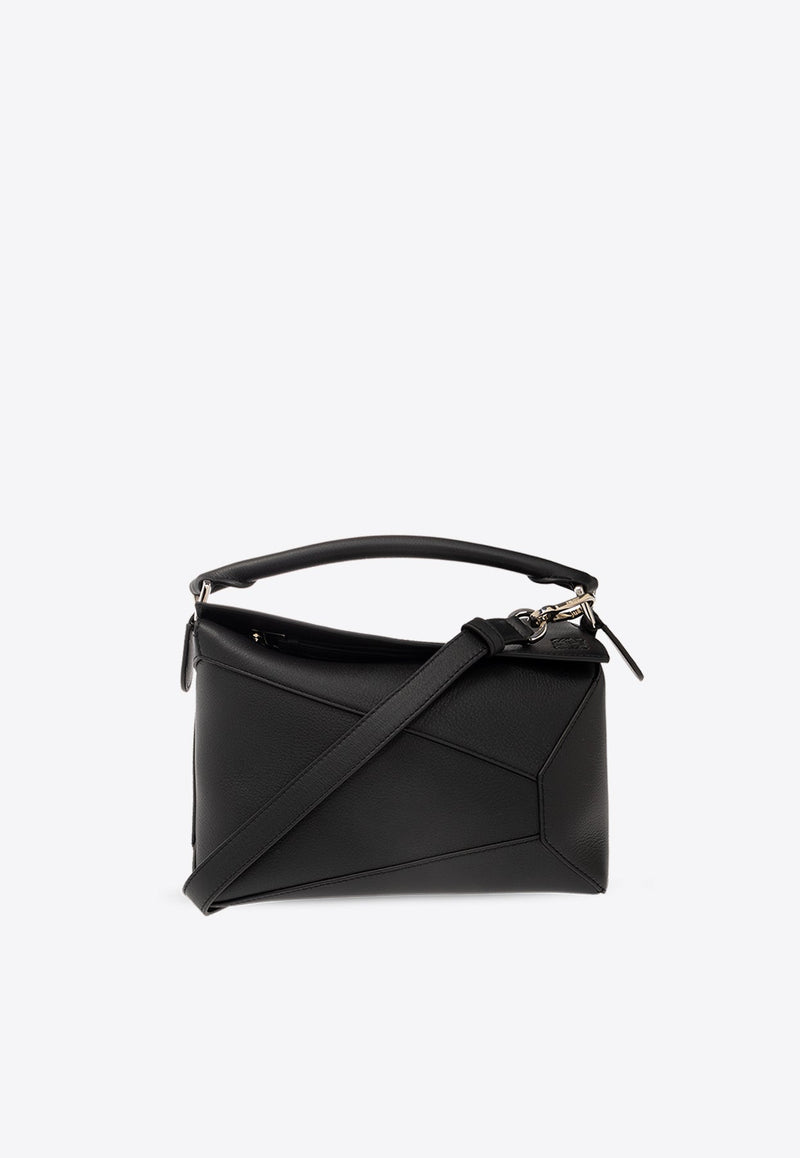 Small Puzzle Leather Top Handle Bag