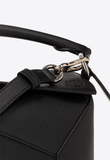 Small Puzzle Leather Top Handle Bag