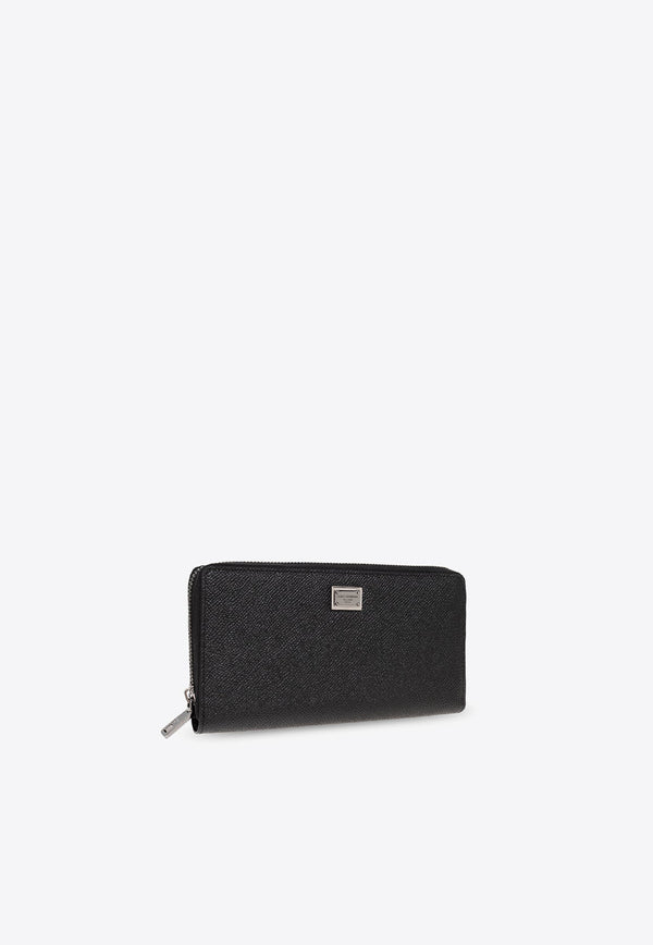 Logo Plaque Zip-Around Wallet