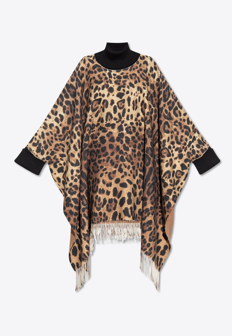 Leopard Print Sleeved Poncho