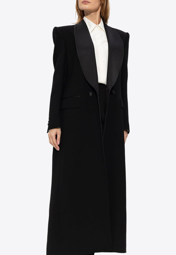 Single-Breasted Wool Long Coat