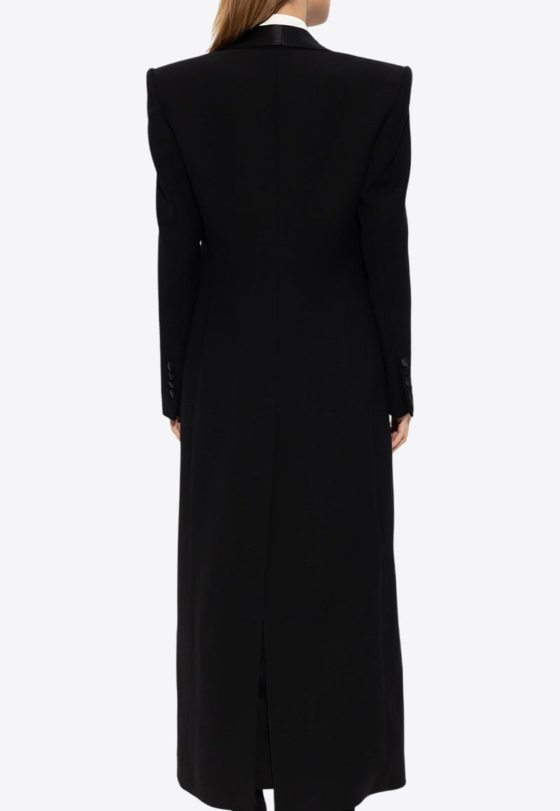 Single-Breasted Wool Long Coat