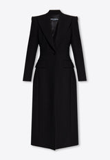 Single-Breasted Wool Long Coat