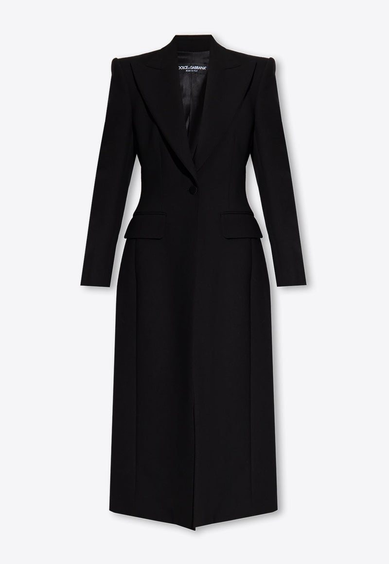 Single-Breasted Wool Long Coat