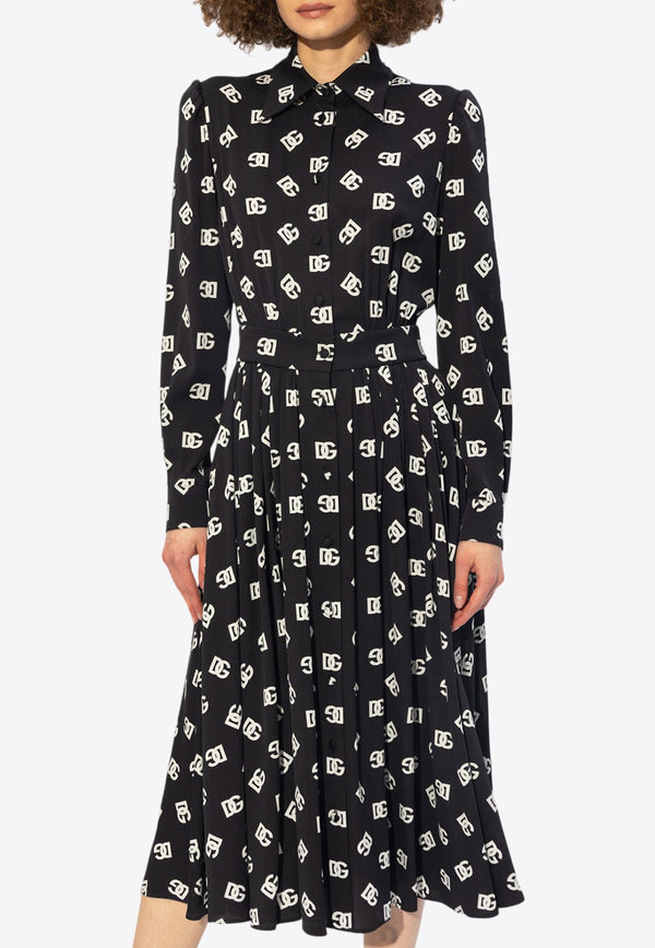 All-Over DG Logo Midi Shirt Dress