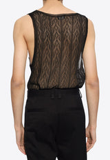 Openwork Silk Sleeveless T-shirt