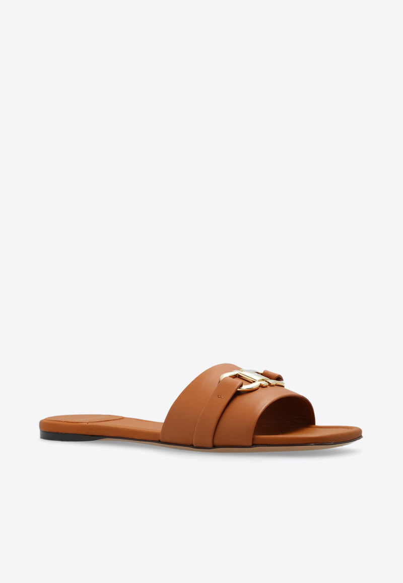 Leah Gancini Leather Flat Sandals