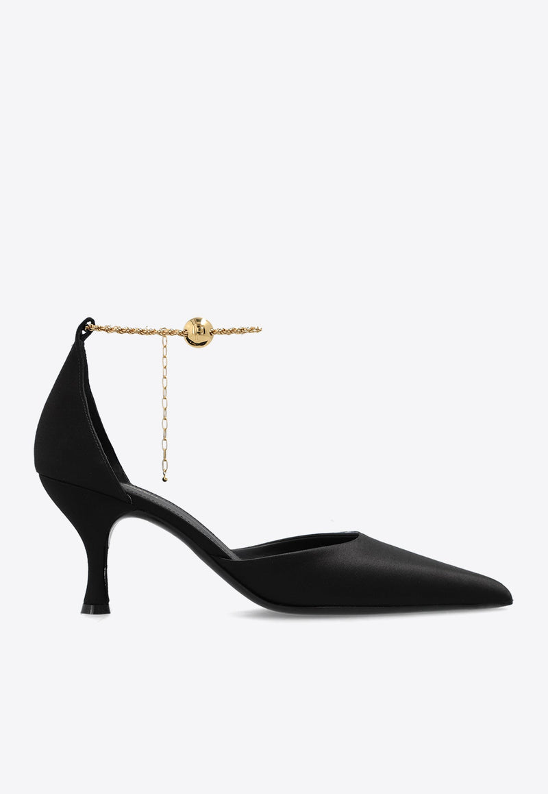 Dana 70 Ankle Chain Satin Pumps