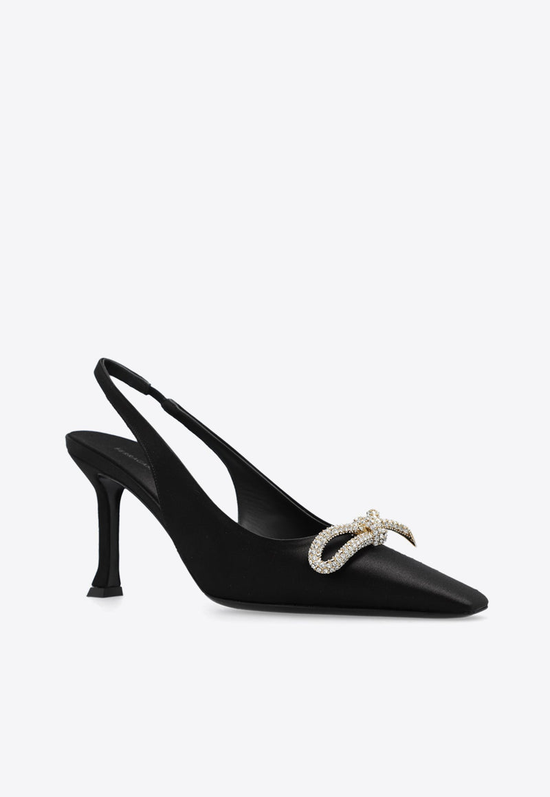 Arlene Bow 85 Slingback Satin Pumps