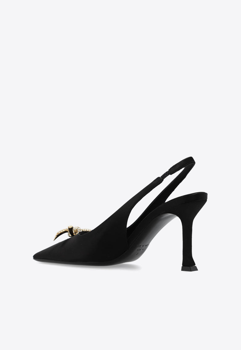 Arlene Bow 85 Slingback Satin Pumps