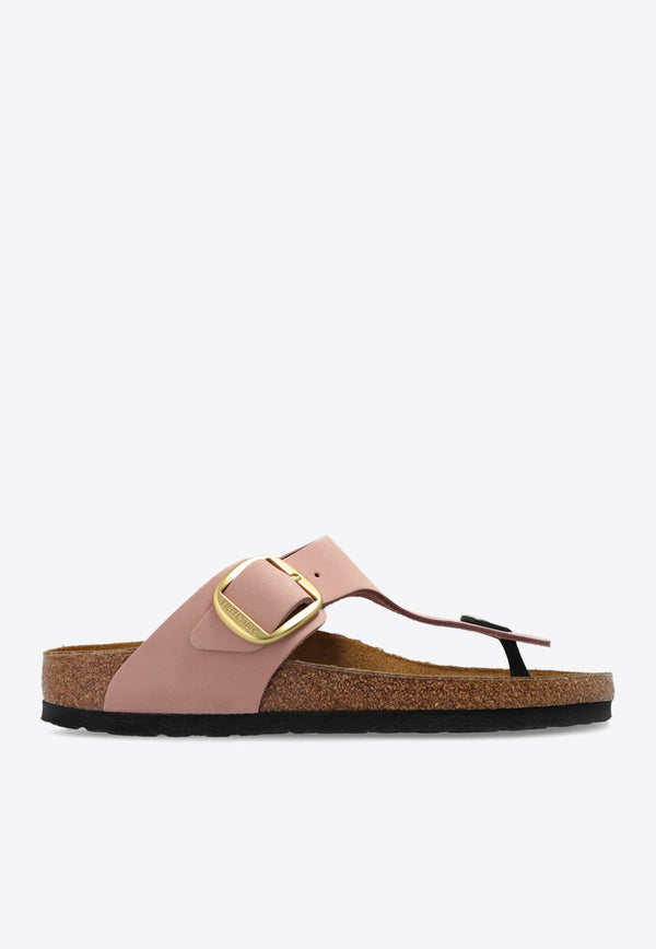 Gizeh Big-Buckle Leather Thong Sandals