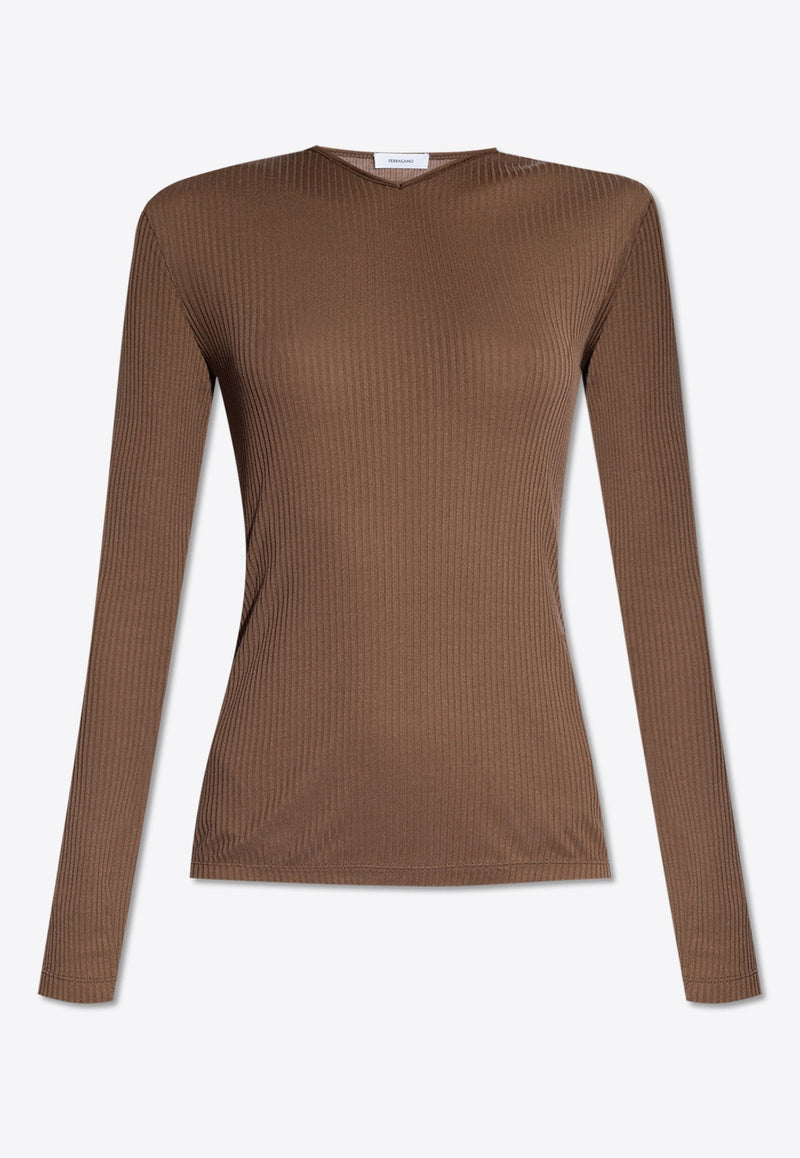 Long-Sleeved Ribbed T-shirt