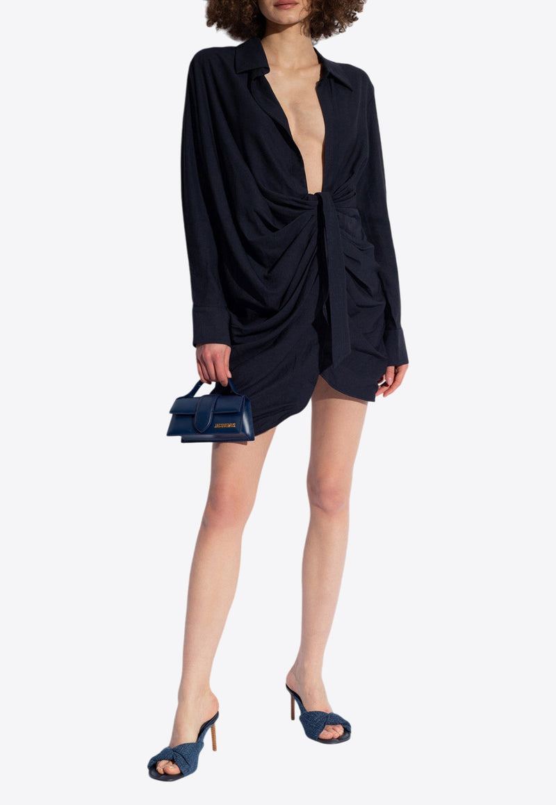 Bahia Draped Mini Shirt Dress