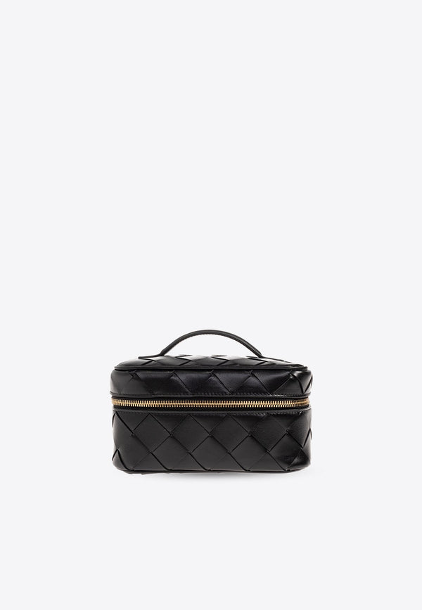 Intrecciato Leather Zip Vanity Bag