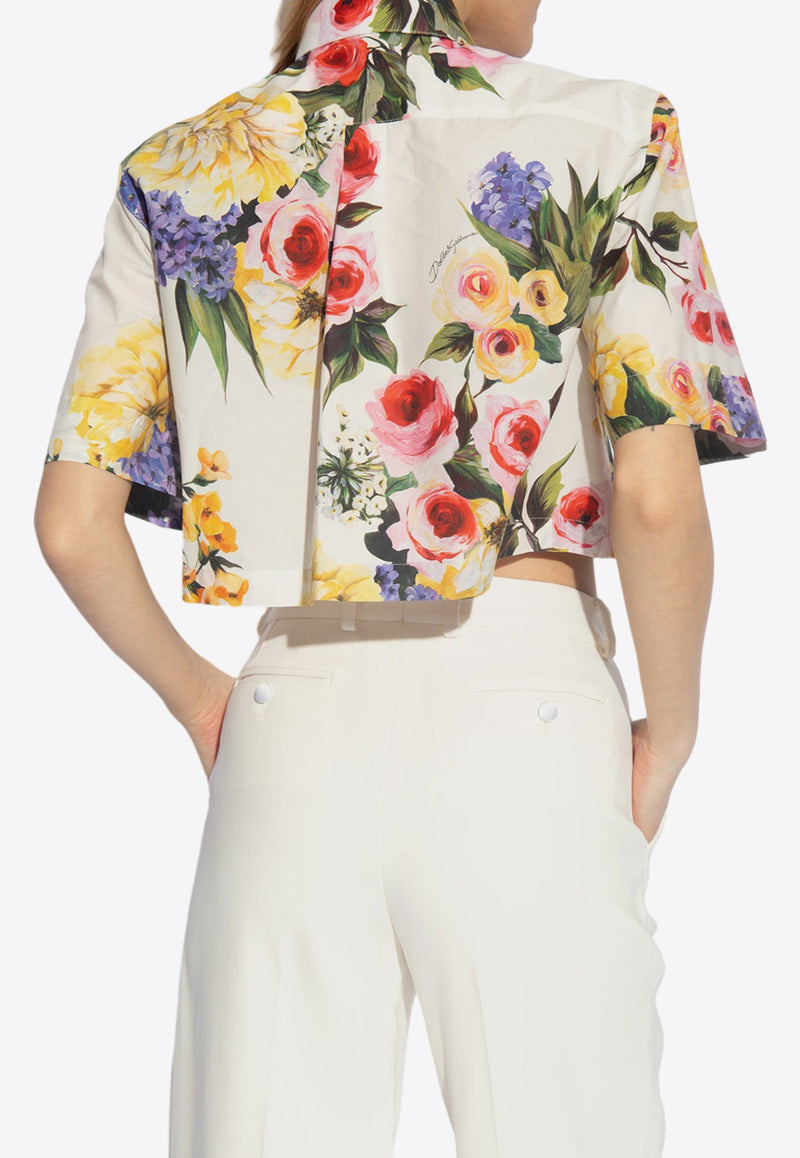 Floral Print Cropped Shirt