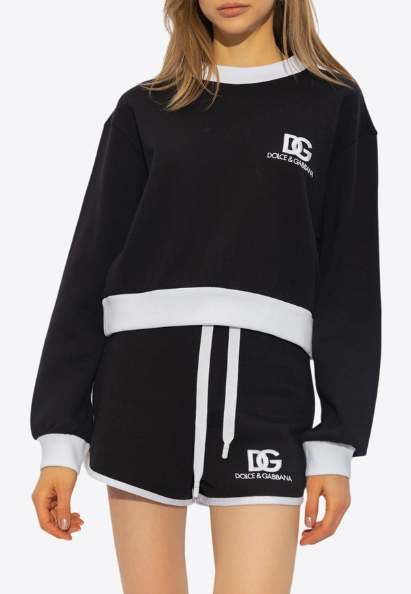 Embroidered DG Logo Cropped Sweatshirt