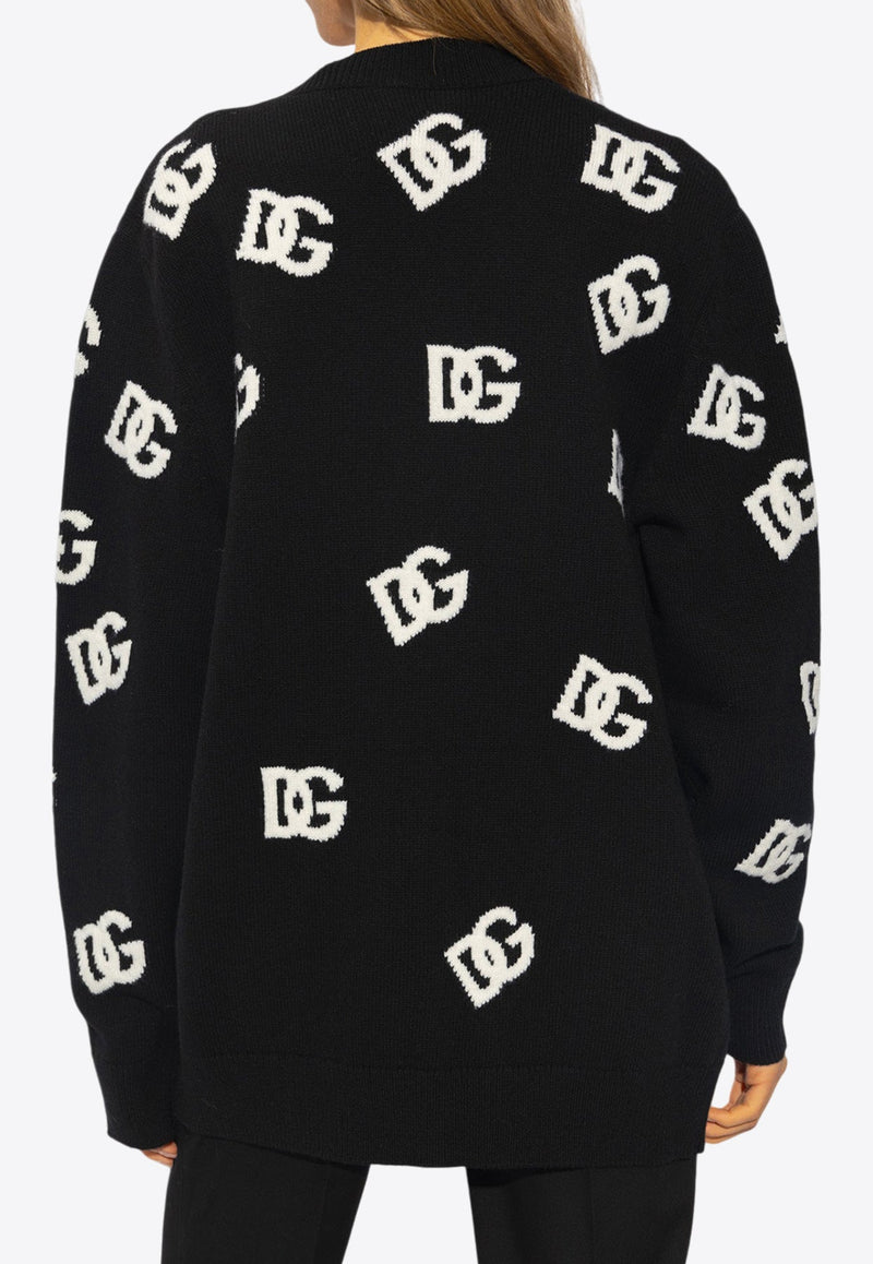 DG Logo Jacquard Wool Cardigan