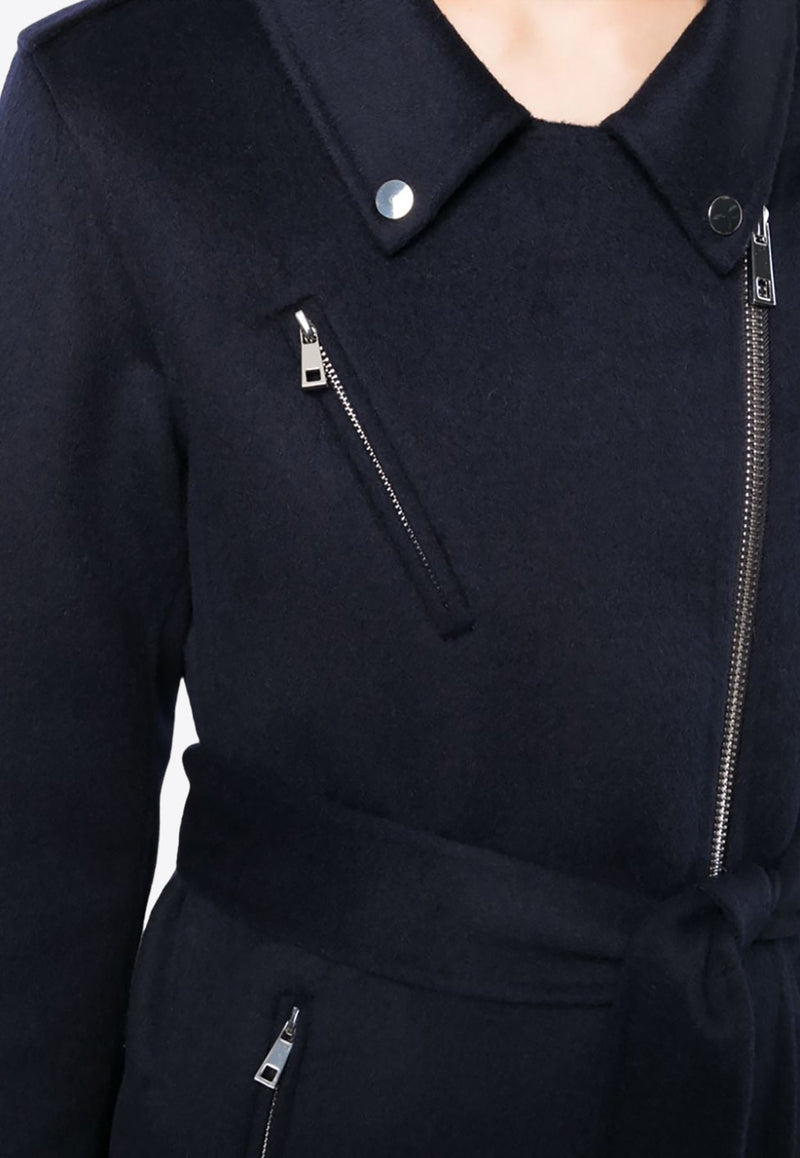 Leak Off-Center Zip-Up Wool Coat