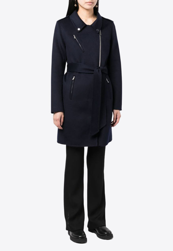 Leak Off-Center Zip-Up Wool Coat