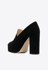 115 Penny-Slot Suede Platform Pumps