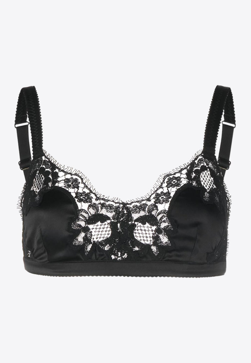 Lace-Trimmed Silk Bra