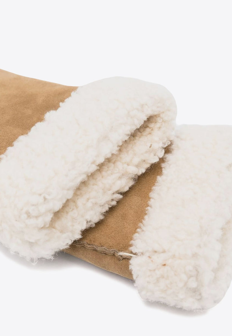 Shearling-Trimmed Suede Mittens