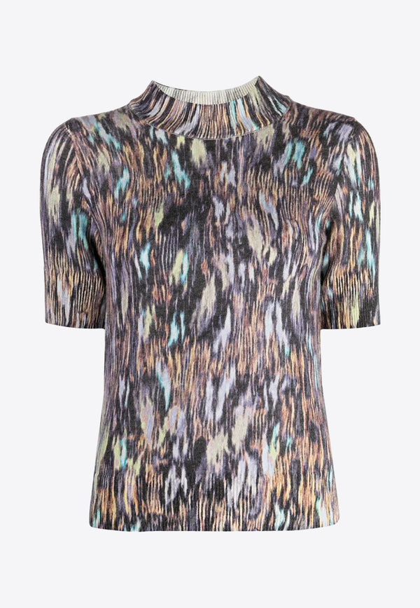 Abstract Print Knitted T-shirt