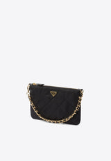 Triangle Logo Quilted Leather Shoulder Bag